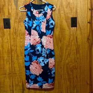 Navy floral body tight dress